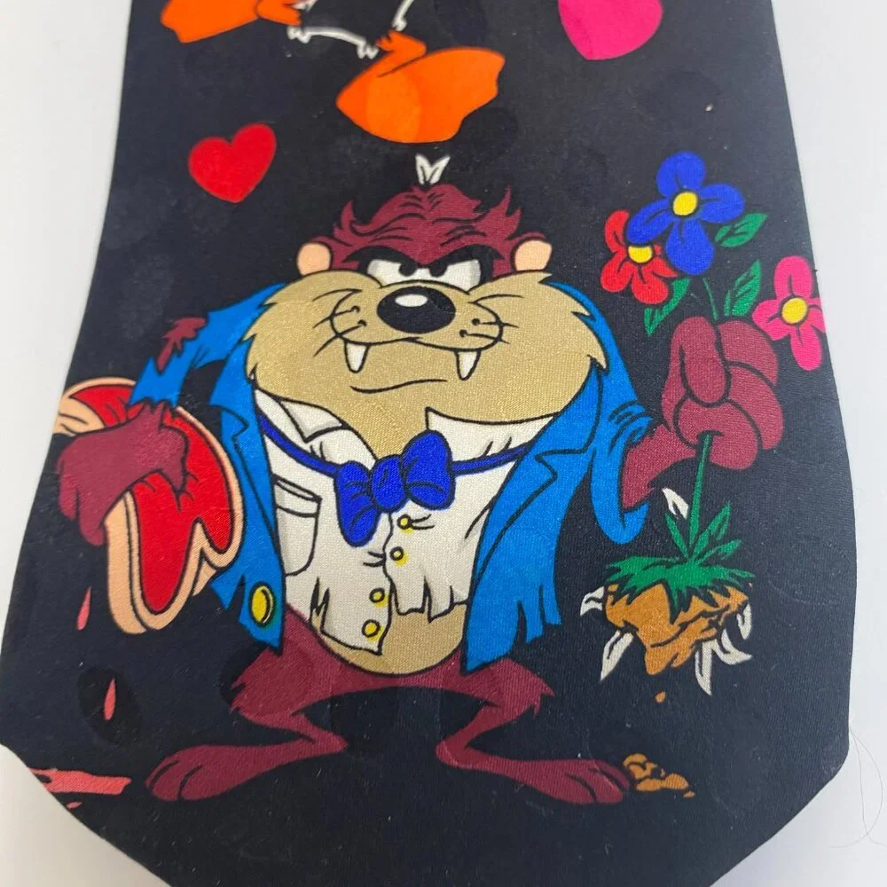 Vintage Looney Tunes Silk Nostalgia Taz Daffy Tweety Necktie Tie Mens‎ 57